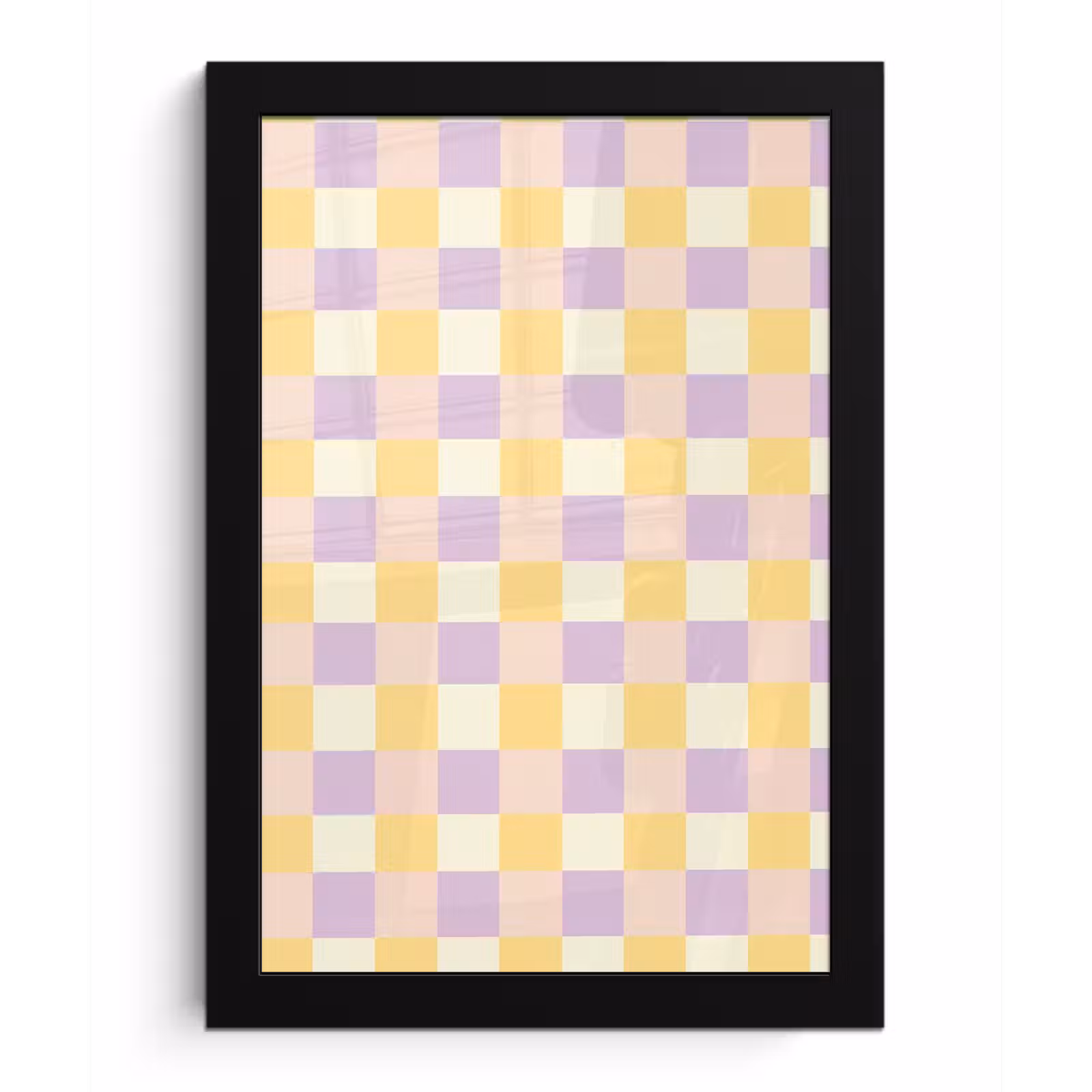 Poster met lijst - Blokjes - Lila - Geel — 1