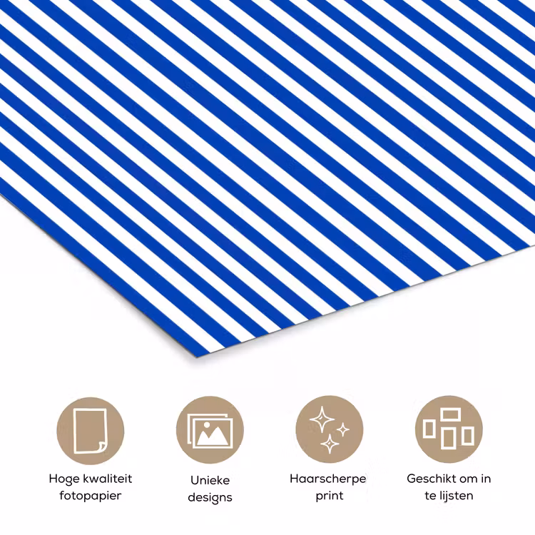 Poster - Klassiek - Strepen - Blauw — 5