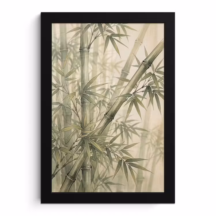 Poster met lijst - Bamboe - Bladeren - Aziatisch - Groen - Natuur — 1