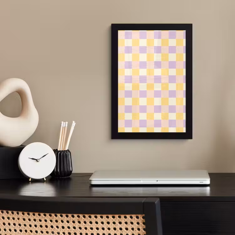 Poster met lijst - Blokjes - Lila - Geel — 3