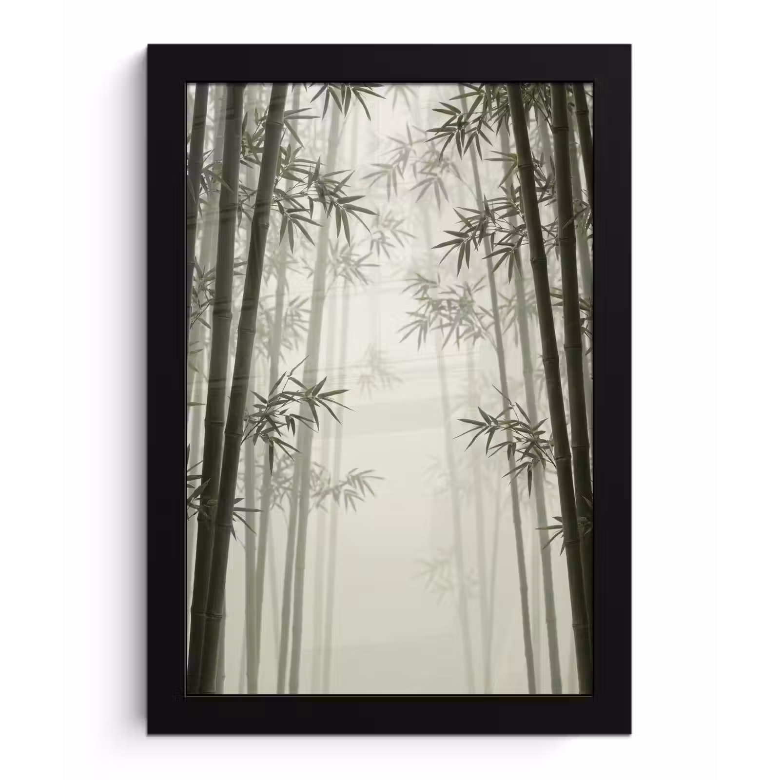 Poster met lijst - Bamboe - Bos - Mist - Natuur — 1