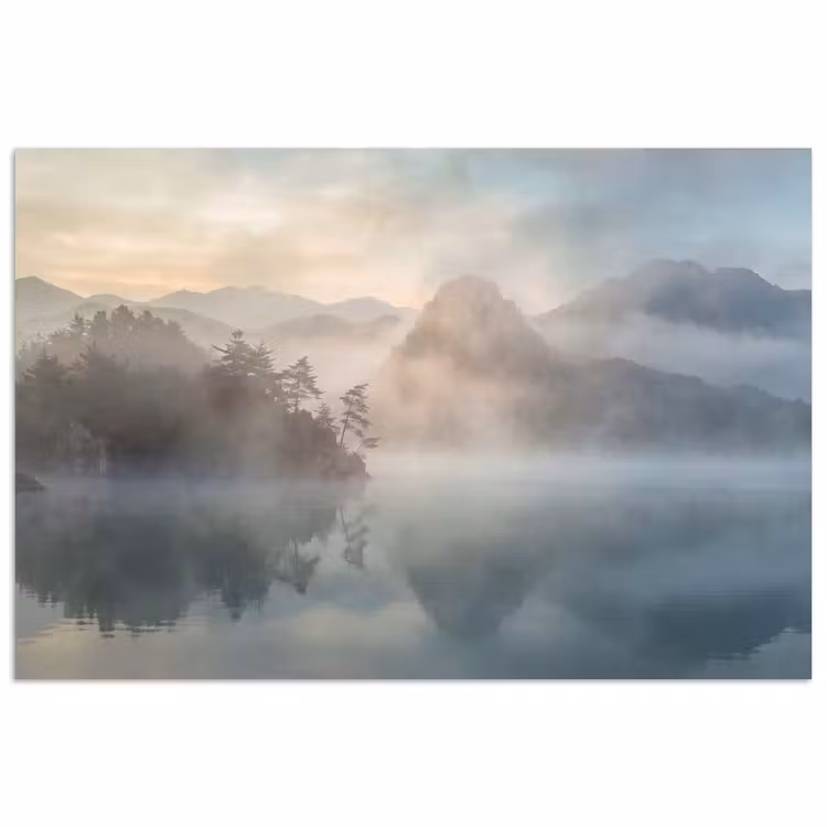 Poster - Landschap - Bergen - Mist - Water - Natuur — 1