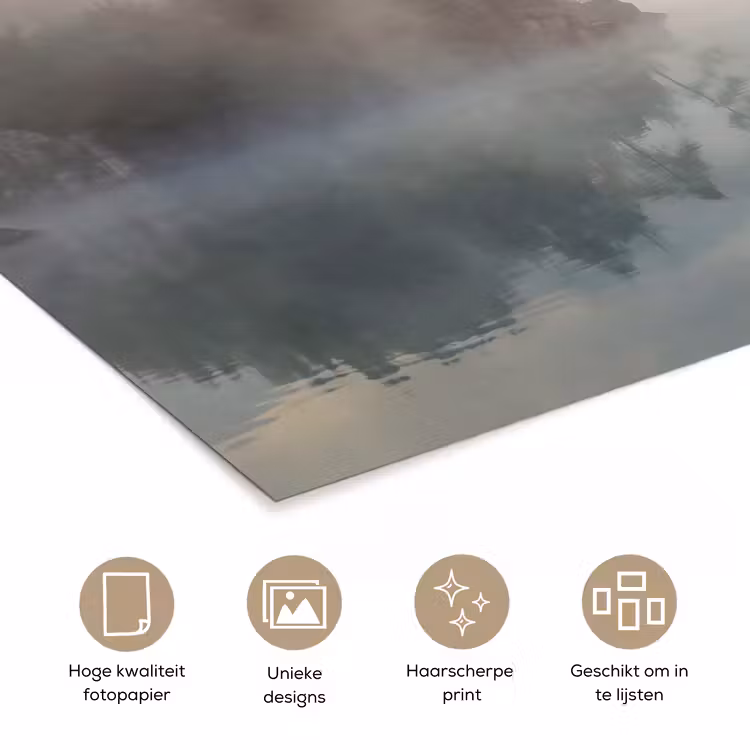 Poster - Landschap - Bergen - Mist - Water - Natuur — 5