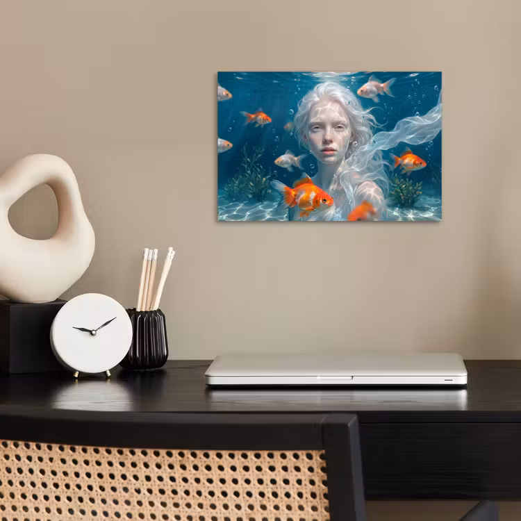 Poster - Mens - Onderwater - Vis - Modern - Blauw — 2