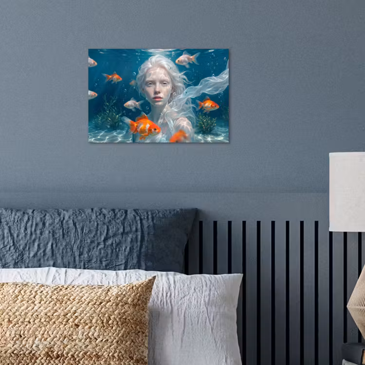 Poster - Mens - Onderwater - Vis - Modern - Blauw — 3