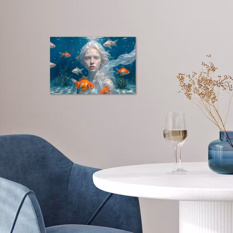 Poster - Mens - Onderwater - Vis - Modern - Blauw — 4