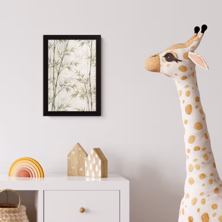 Poster met lijst - Bamboe - Bladeren - Natuur - Aquarel - Groen — 5