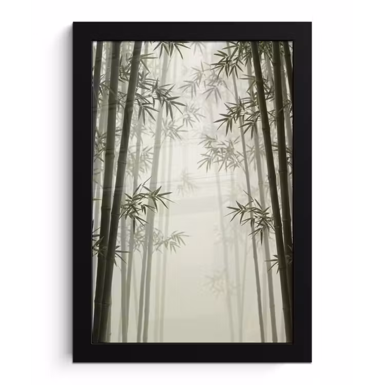 Poster met lijst - Bamboe - Bos - Mist - Natuur — 1