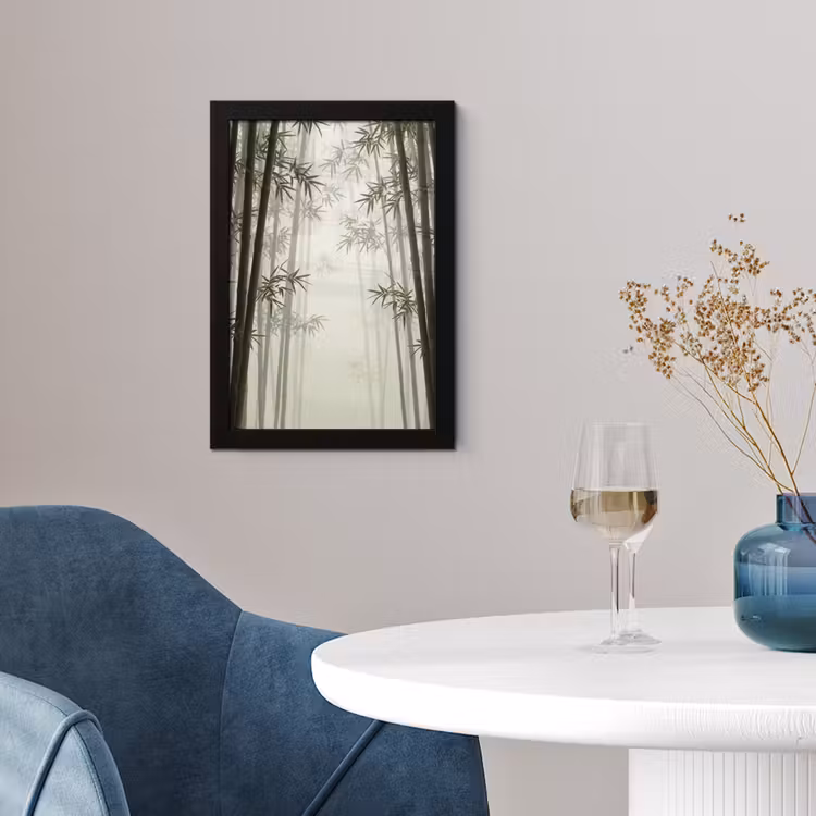 Poster met lijst - Bamboe - Bos - Mist - Natuur — 2