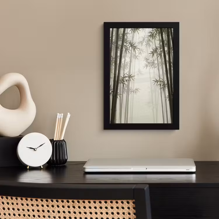 Poster met lijst - Bamboe - Bos - Mist - Natuur — 3