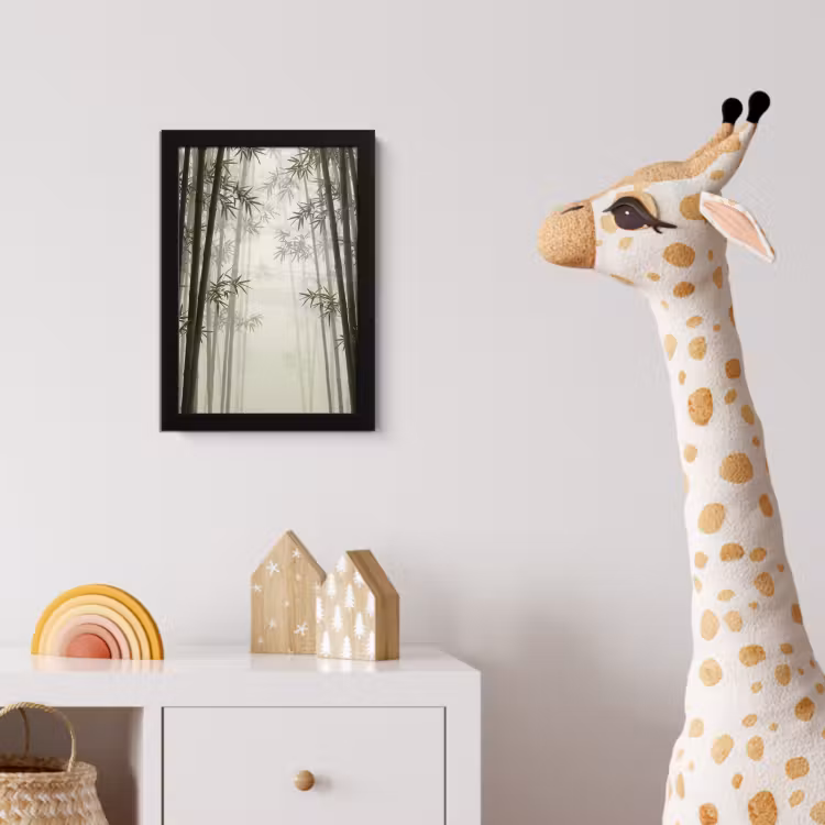 Poster met lijst - Bamboe - Bos - Mist - Natuur — 5