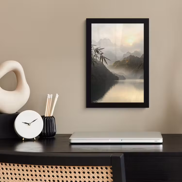 Poster met lijst - Bergen - Water - Mist - Natuur - Landschap — 3
