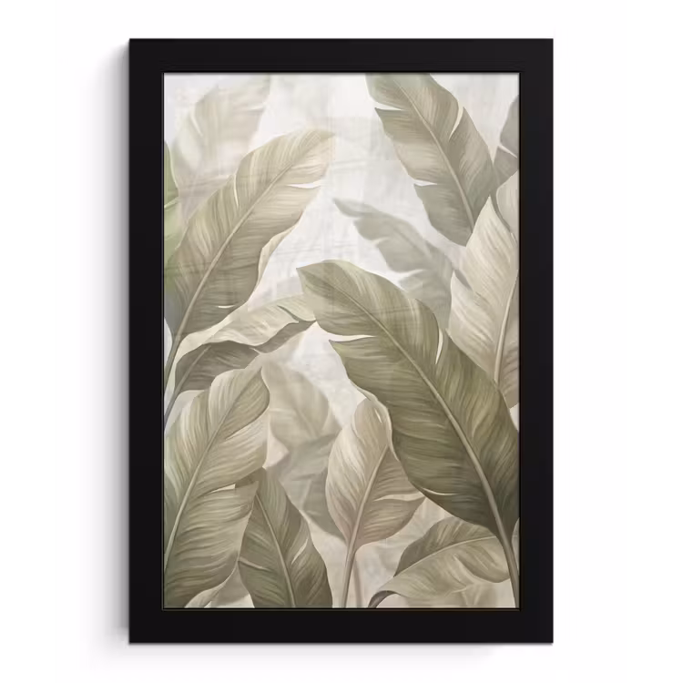Poster met lijst - Bladeren - Tropisch - Natuur - Abstract - Beige — 1