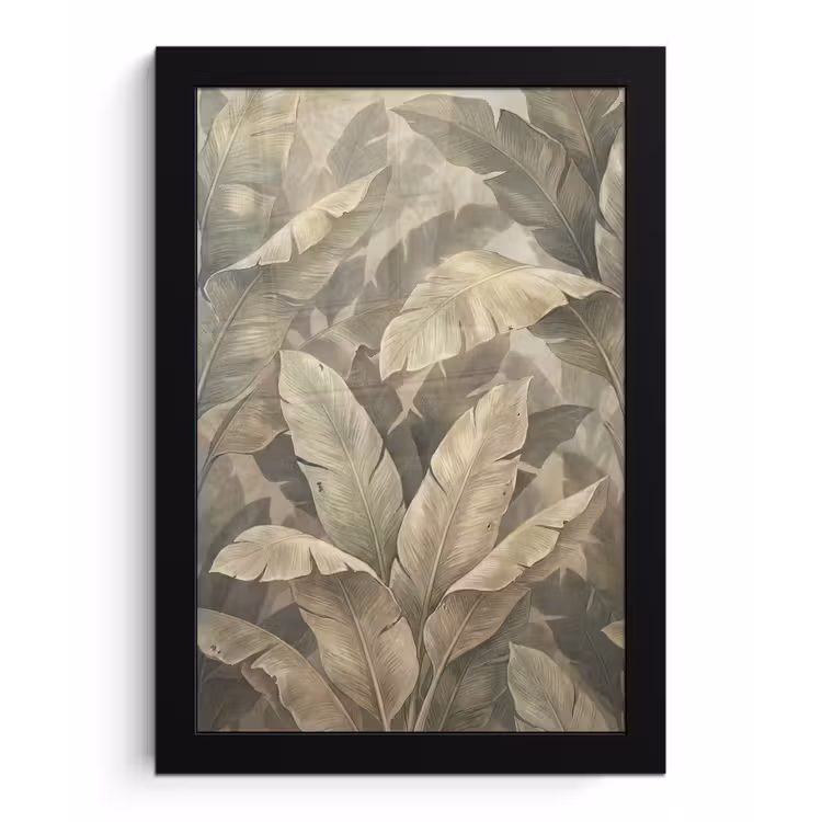 Poster met lijst - Bladeren - Tropisch - Natuur - Modern - Beige — 1