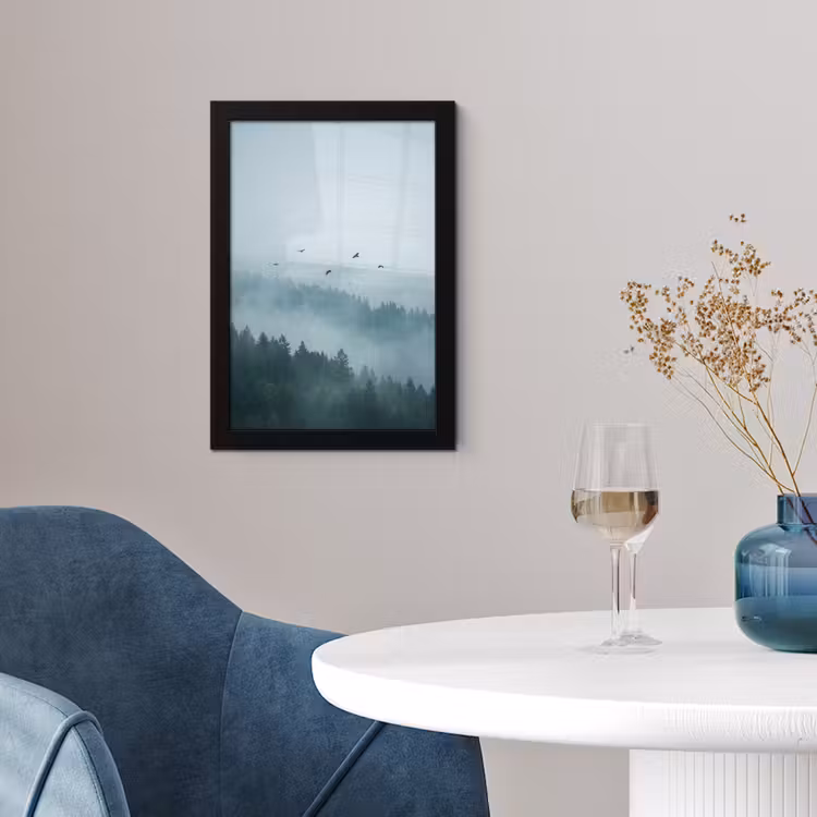 Poster met lijst - Bos - Mist - Vogels - Natuur - Groen — 2