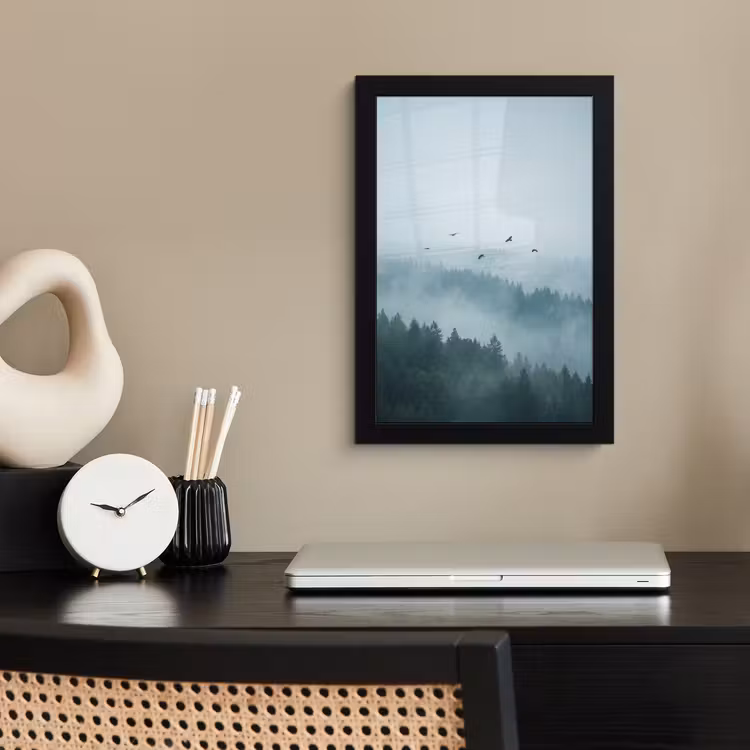 Poster met lijst - Bos - Mist - Vogels - Natuur - Groen — 3