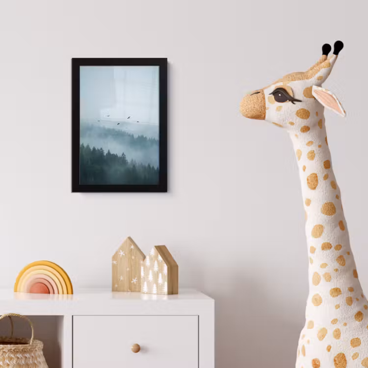 Poster met lijst - Bos - Mist - Vogels - Natuur - Groen — 5