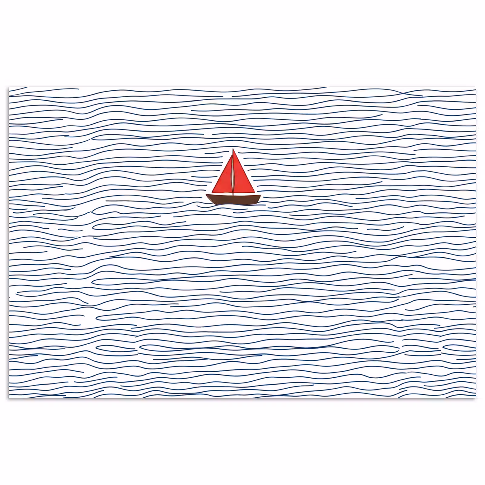 Poster - Boot - Water - Rood - Illustratie - Minimalistisch — 1
