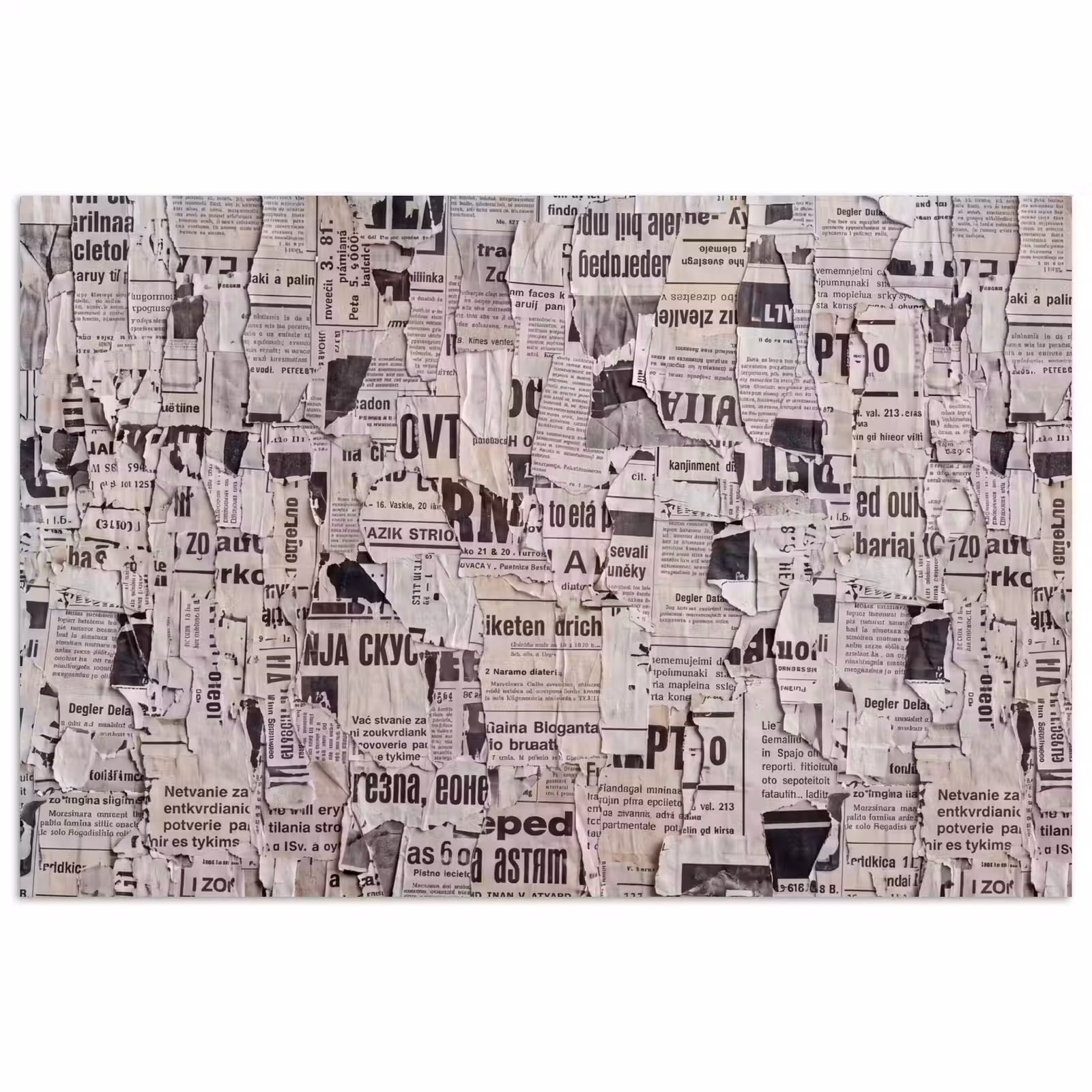 Poster - Krant - Gescheurd - Textuur - Abstract - Zwart-wit — 1