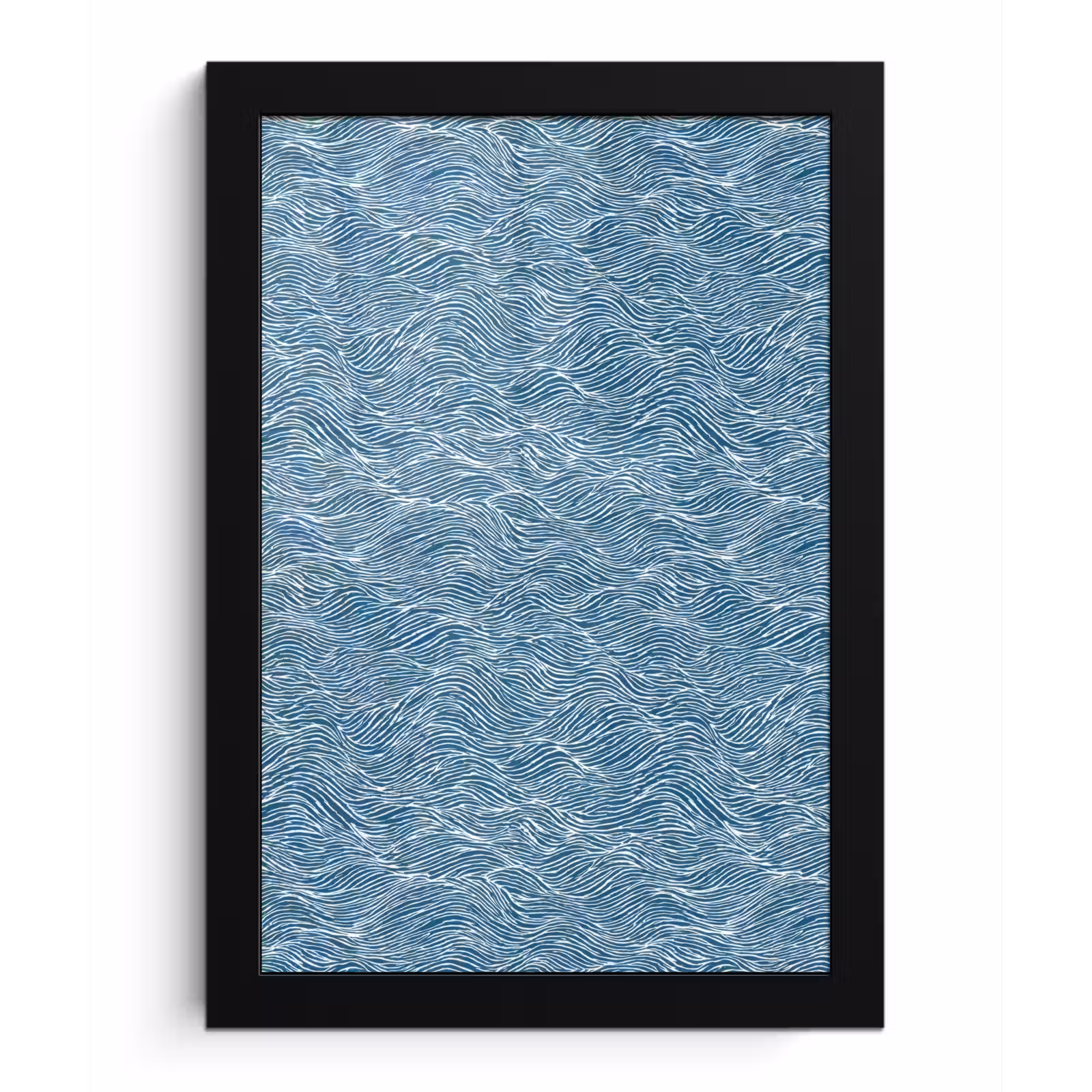 Poster met lijst - Blauw - Wit - Golven - Getekend - Textuur — 1