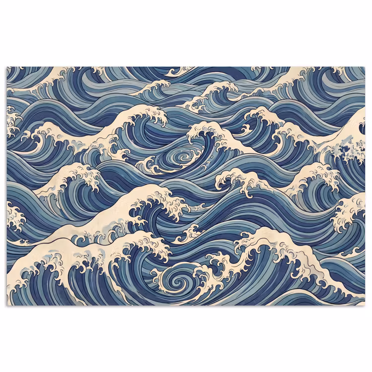 Poster - Golven - Zee - Natuur - Abstract - Blauw — 1