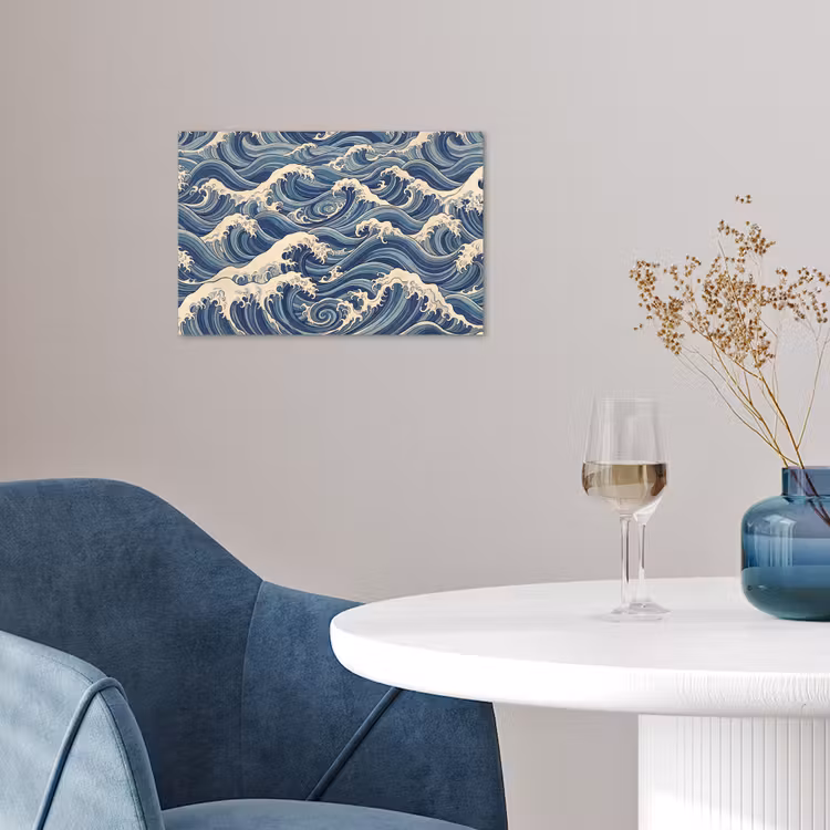 Poster - Golven - Zee - Natuur - Abstract - Blauw — 4