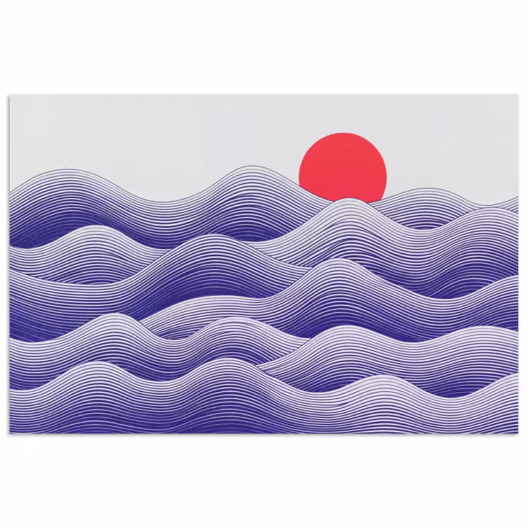 Poster - Golven - Zon - Natuur - Abstract - Rood — 1