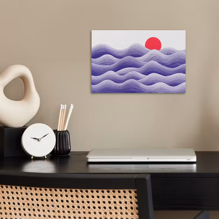 Poster - Golven - Zon - Natuur - Abstract - Rood — 2
