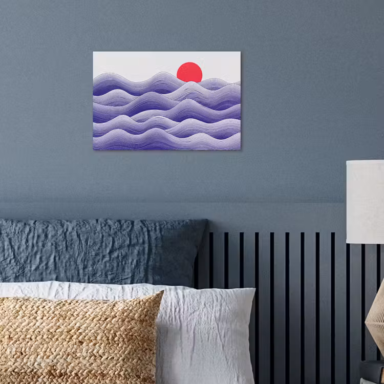 Poster - Golven - Zon - Natuur - Abstract - Rood — 3