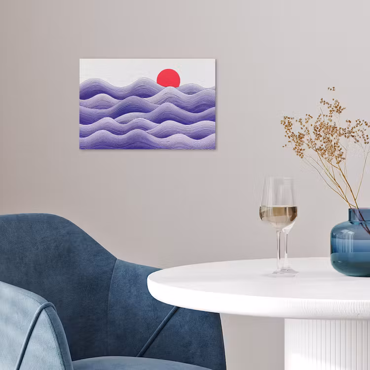 Poster - Golven - Zon - Natuur - Abstract - Rood — 4