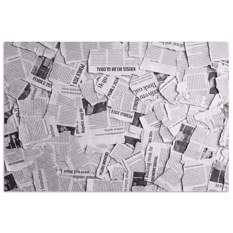 Poster - Krant - Versnipperd - Textuur - Zwart-wit - Abstract — 1