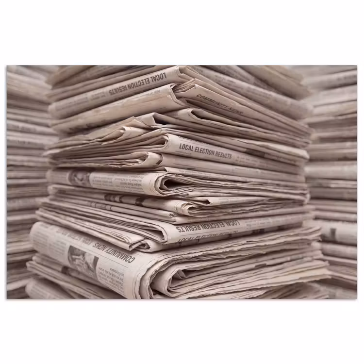 Poster - Kranten - Stapel - Nieuws - Vintage - Beige — 1