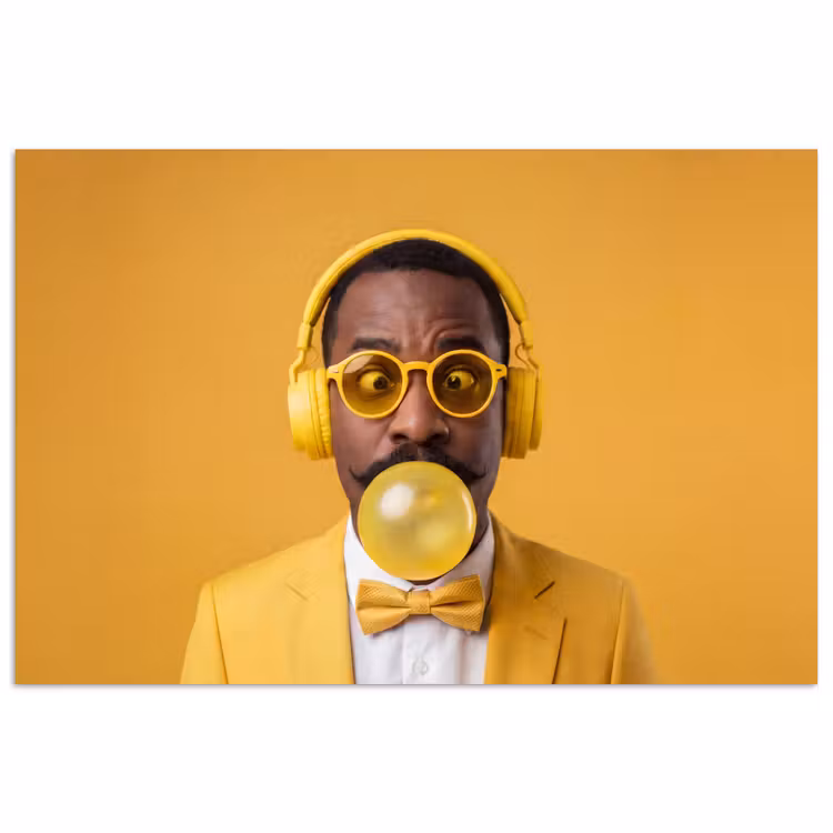 Poster - Man - Bubblegum - Portret - Geel - Modern — 1