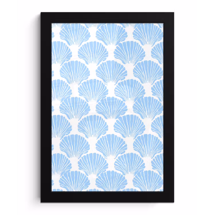 Poster met lijst - Blauw - Wit - Schelpen - Grafisch - Structuur — 1