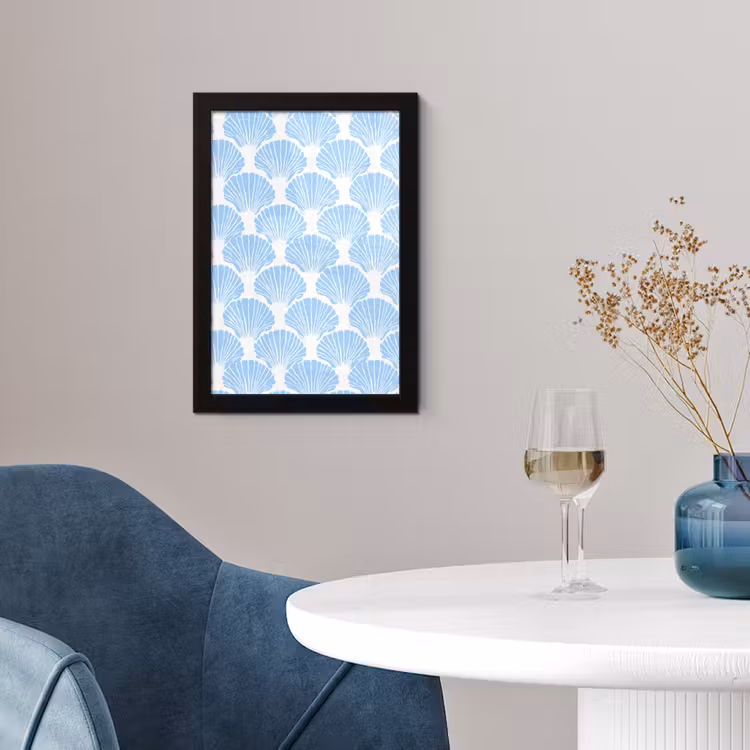Poster met lijst - Blauw - Wit - Schelpen - Grafisch - Structuur — 2