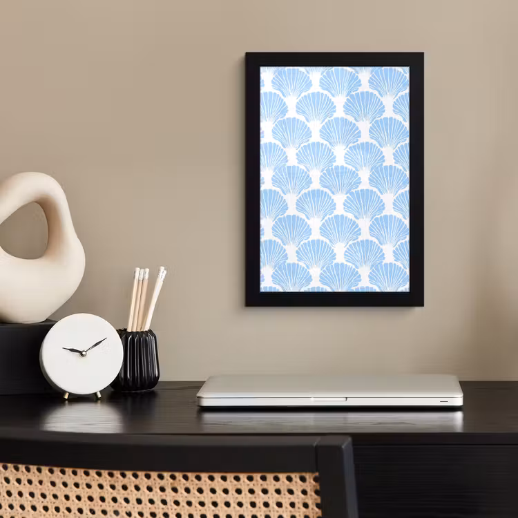 Poster met lijst - Blauw - Wit - Schelpen - Grafisch - Structuur — 3