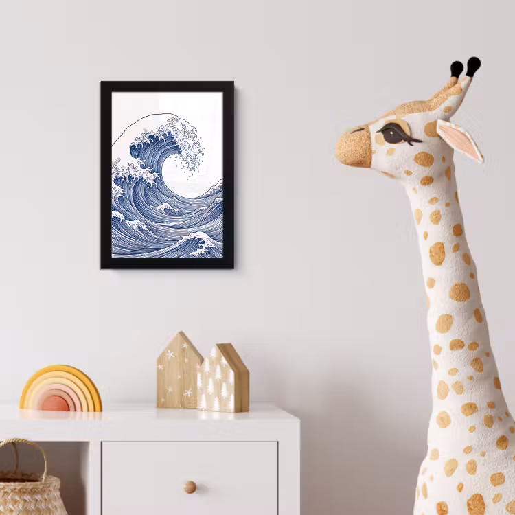 Poster met lijst - Golf - Japans - Zee - Illustratie - Blauw — 5