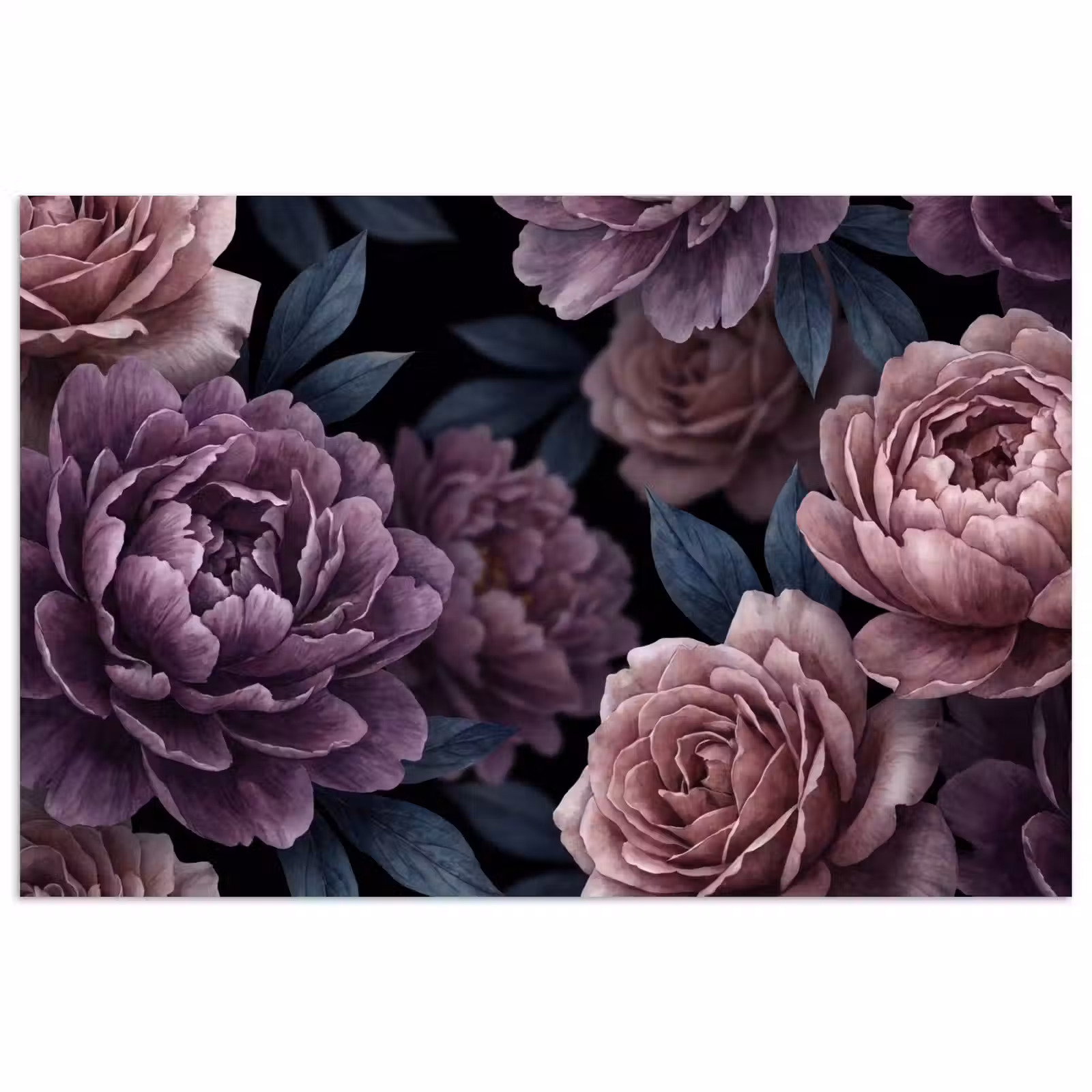 Poster - Bloemen - Patroon - Donker - Botanisch - Paars — 1