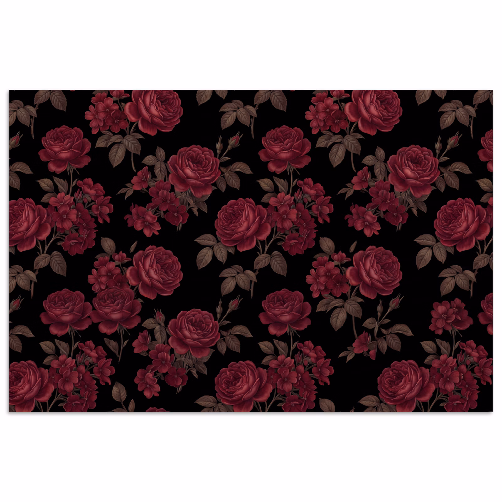 Poster - Bloemen - Roos - Patroon - Klassiek - Rood — 1