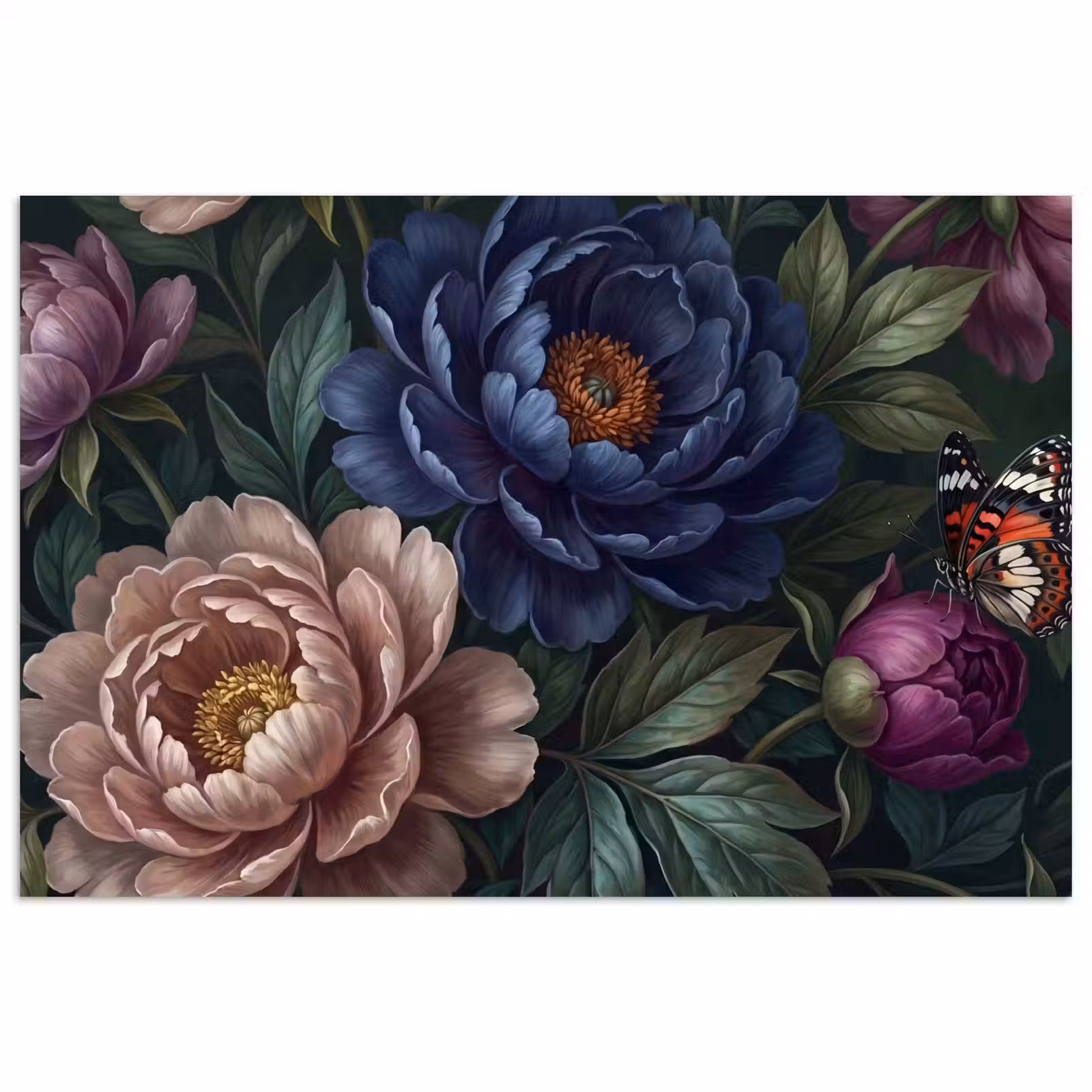 Poster - Bloemen - Vlinder - Natuur - Modern - Paars — 1