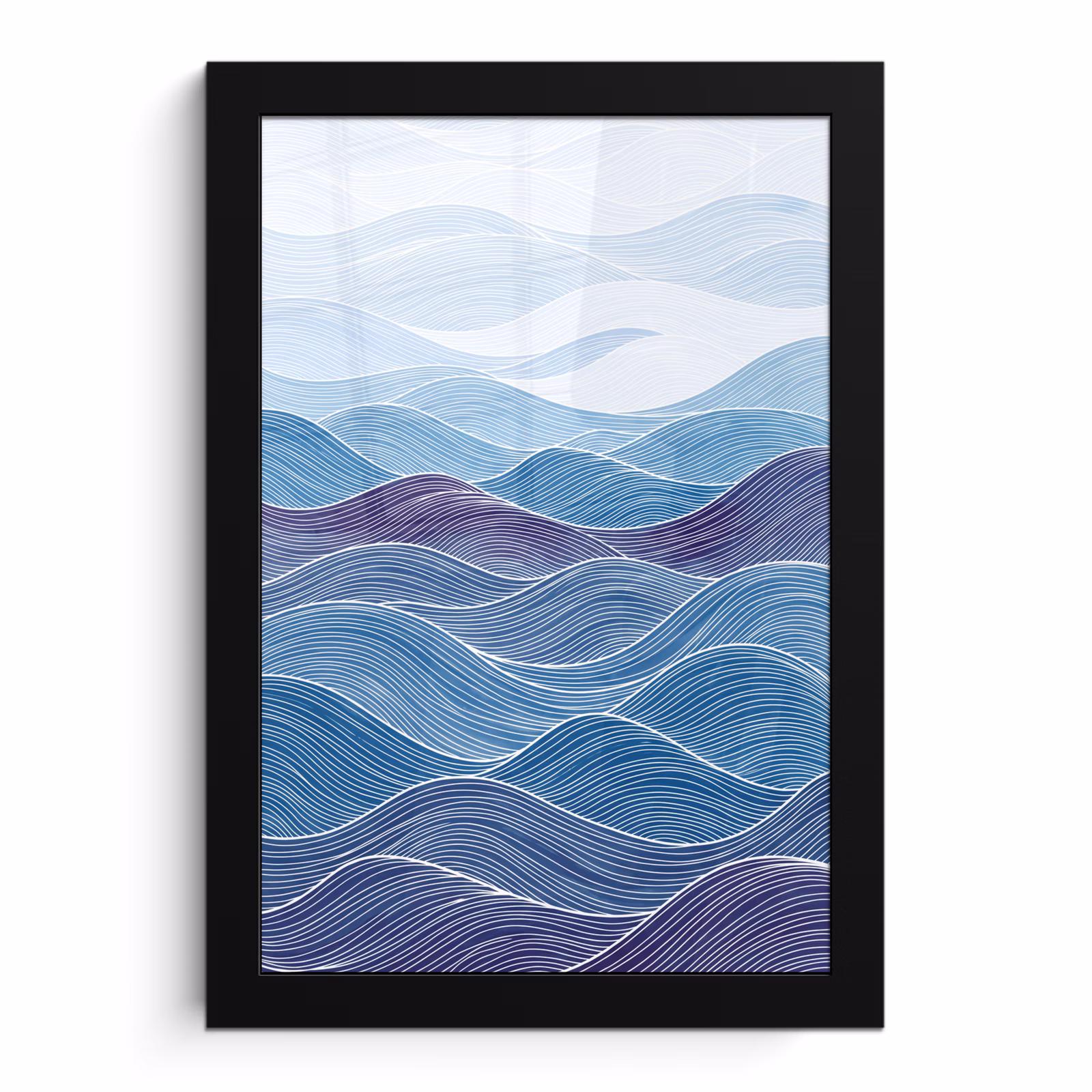 Poster met lijst - Abstract - Golven - Patroon - Blauw - Modern — 1