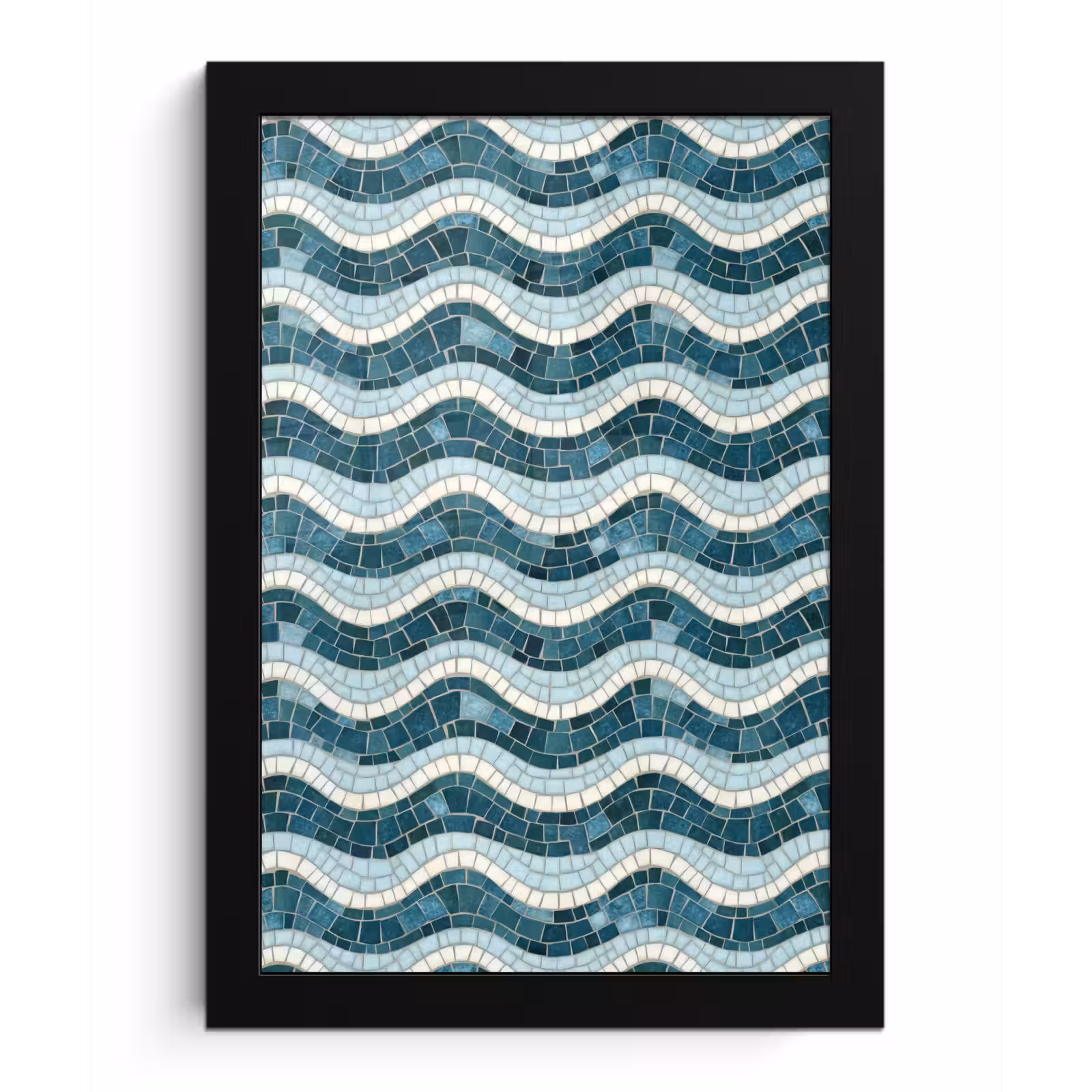 Poster met lijst - Blauw - Wit - Mozaïek - Golvend — 1