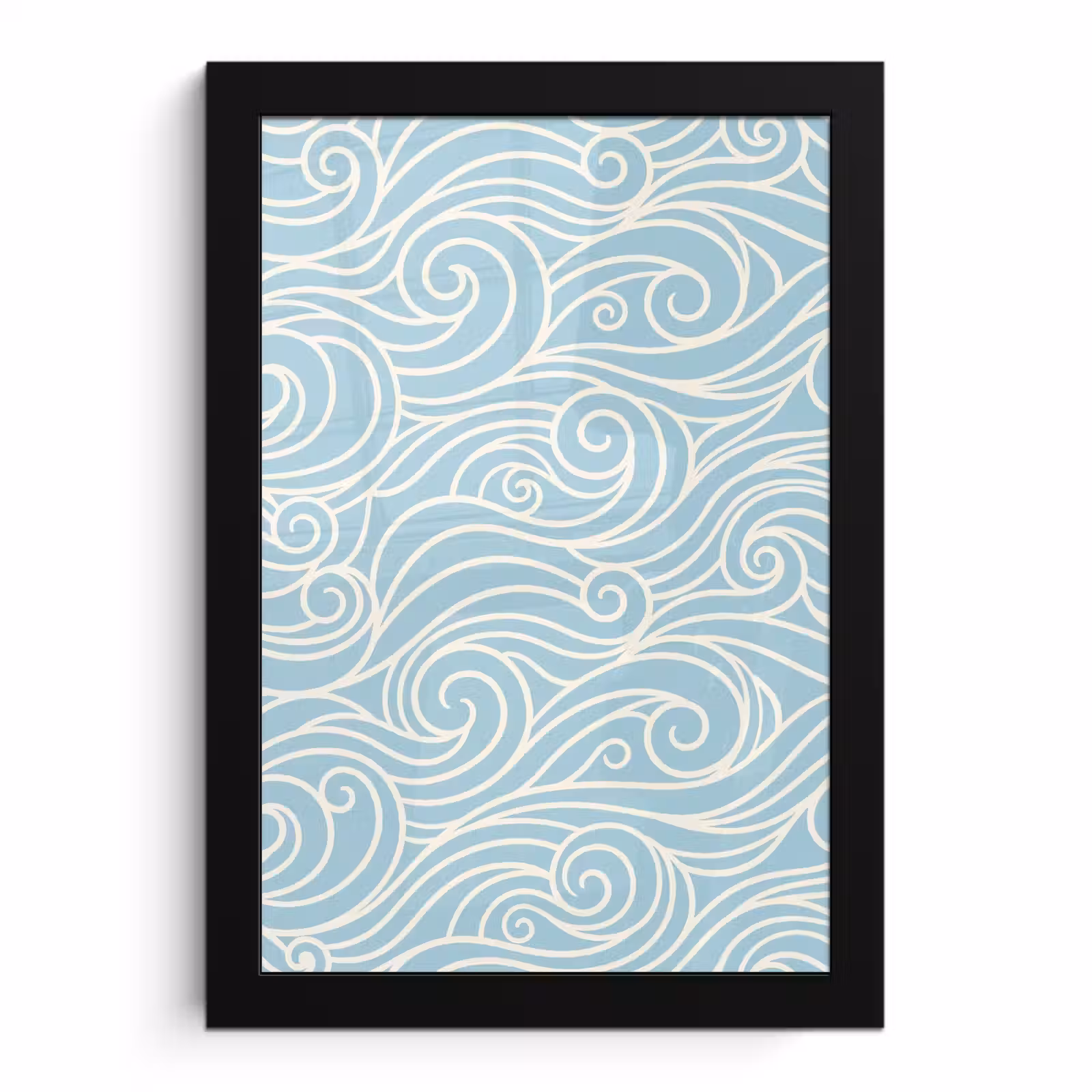 Poster met lijst - Golf - Abstract - Natuur - Modern - Blauw — 1