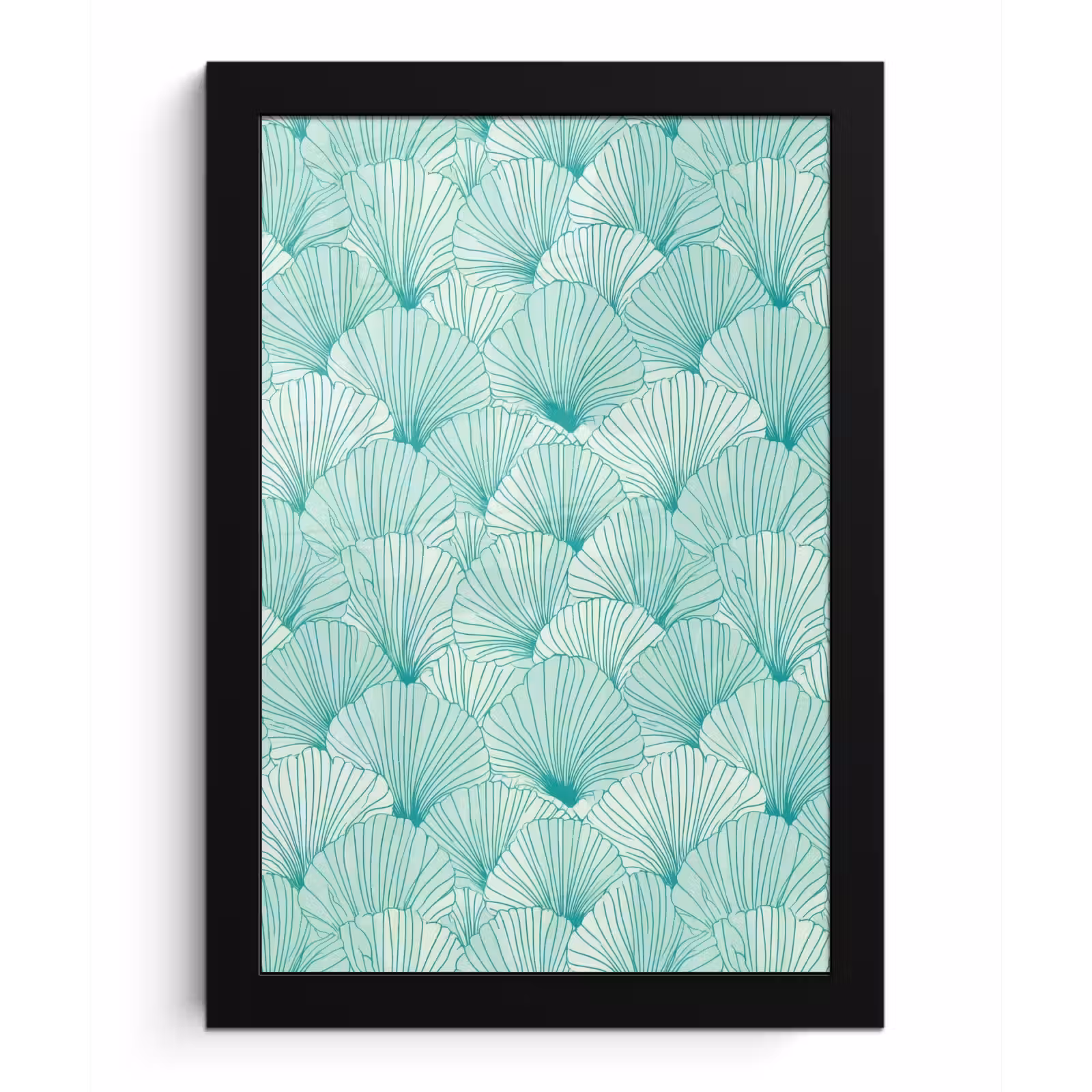 Poster met lijst - Groen - Wit - Ginko - Getekend - Textuur — 1