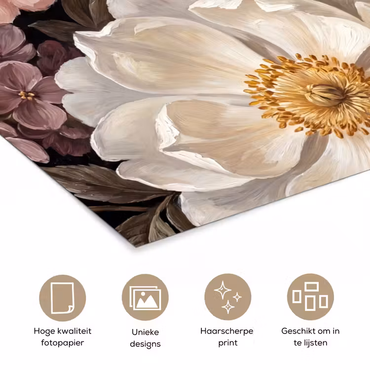 Poster - Bloemen - Boeket - Klassiek - Donker - Rood — 5