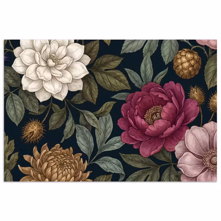 Poster - Bloemen - Botanisch - Illustratie - Donker - Vintage — 1