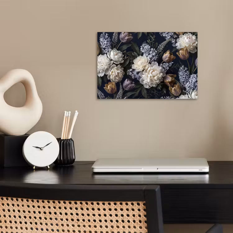 Poster - Bloemen - Donker - Elegant - Natuur - Wit — 2