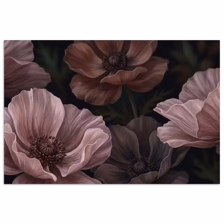 Poster - Bloemen - Natuur - Roze - Donker - Modern — 1
