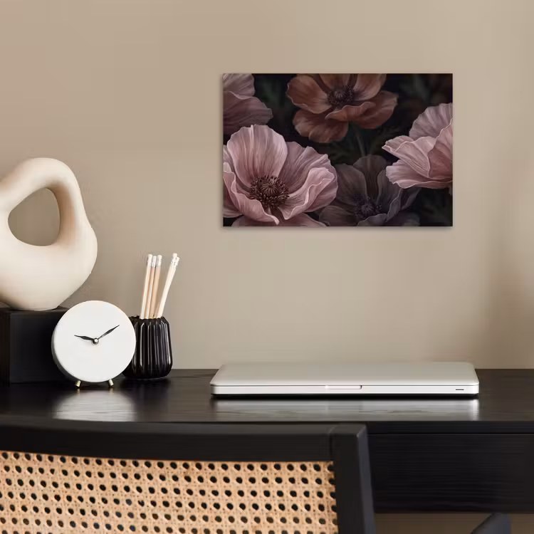 Poster - Bloemen - Natuur - Roze - Donker - Modern — 2