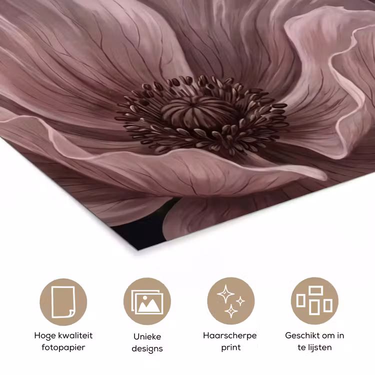 Poster - Bloemen - Natuur - Roze - Donker - Modern — 5